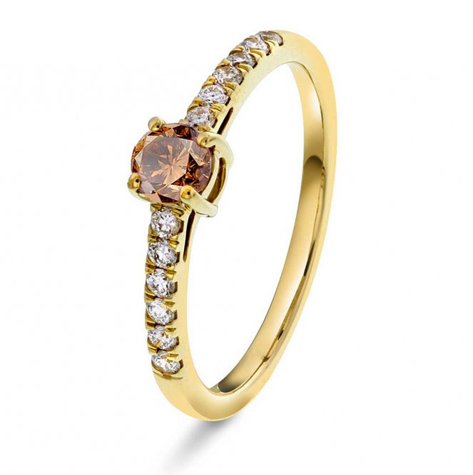 Hovedbilde Diamantring i gult gull med diamanter 0.19ct w.p