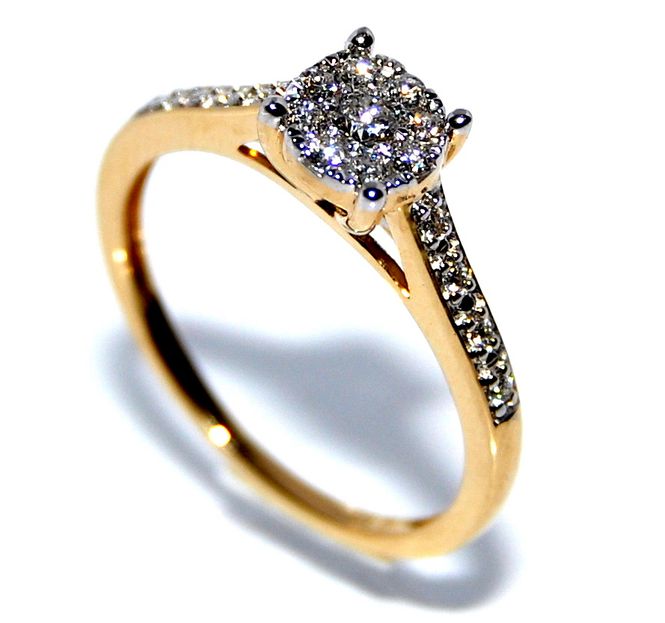Hovedbilde Forlovelsesring i gult gull med diamanter 0.25ct ...