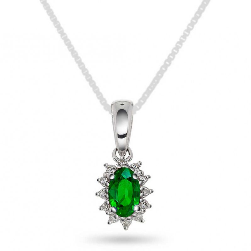 Smaragd smykke med diamanter 0.04 carat w.si