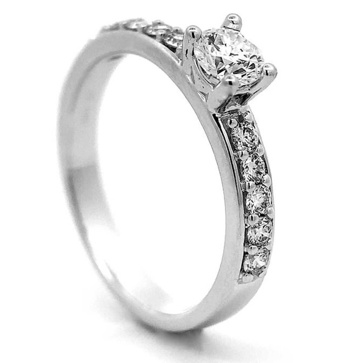 Superdeal! Diamantring hvitt gull diamanter 0.65ct GIA